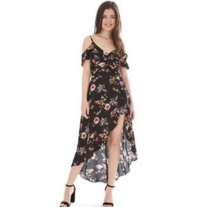 IZ BYER COLD SHOULDER MAXI ROMPER DRESS